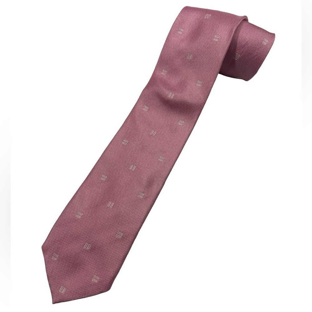 Prada Milano Silk Tie Pink Geometric Logo Italy Luxury Designer 3.25”